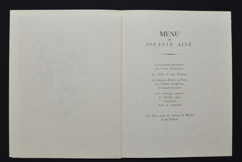 Menu du banquet de la Société du Roman Philosophique
