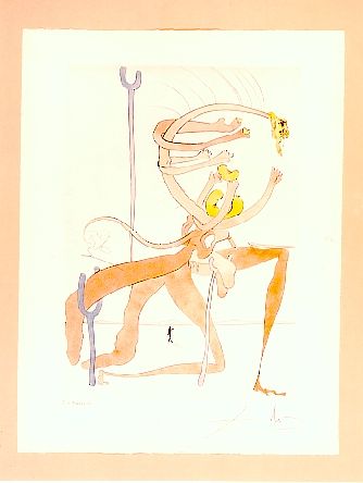 Figure rouge avec portrait de Quevedo