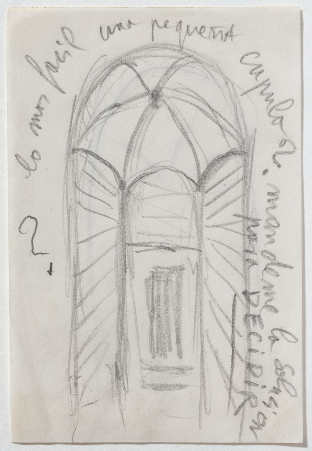 Esbós de la volta de la zona sota el taller de la casa de Portlligat amb indicacions de Salvador Dalí